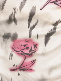 Side-Tie Satin Blouse Floral Print