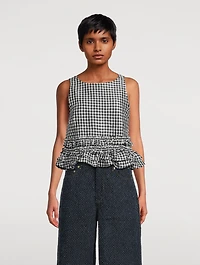 Crinkled Blouse Gingham Print