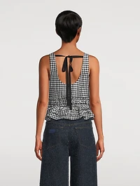Crinkled Blouse Gingham Print