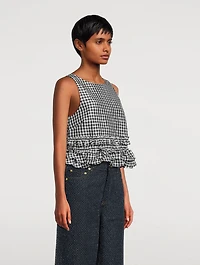 Crinkled Blouse Gingham Print