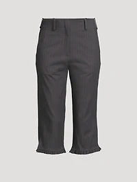 Ruffled Capri Pants Pinstripe Print