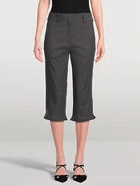 Ruffled Capri Pants Pinstripe Print
