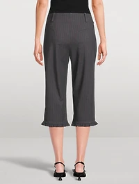 Ruffled Capri Pants Pinstripe Print