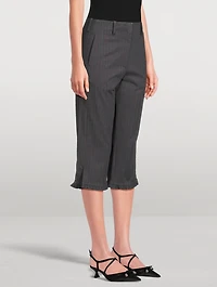 Ruffled Capri Pants Pinstripe Print