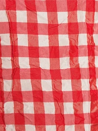 Crinkled Tie-Front Blouse Gingham Print