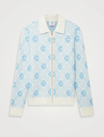 Wool Monogram Zip Sweater