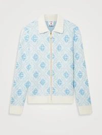 Wool Monogram Zip Sweater