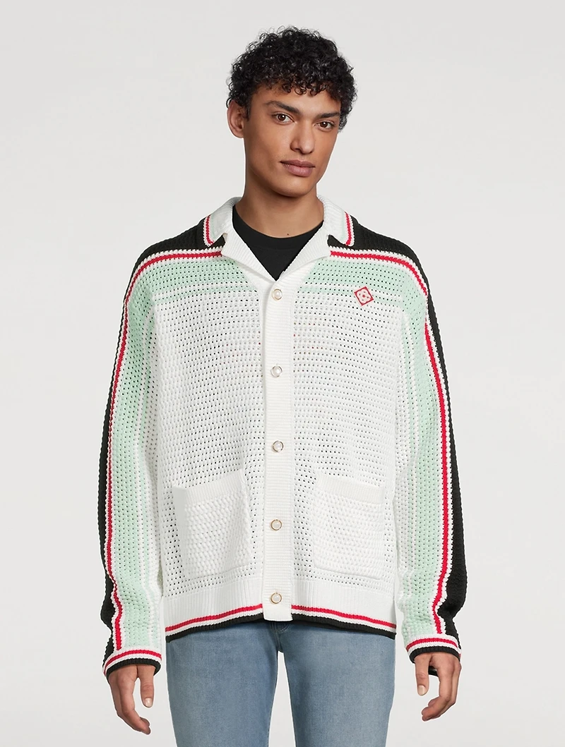 Cotton Tennis Crochet Shirt Jacket