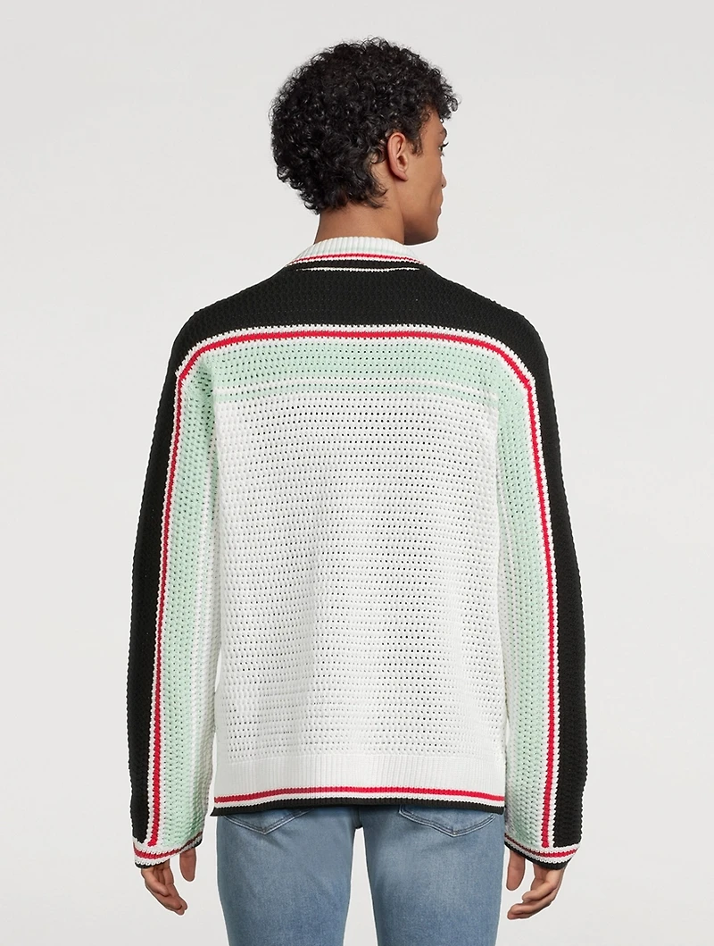 Cotton Tennis Crochet Shirt Jacket