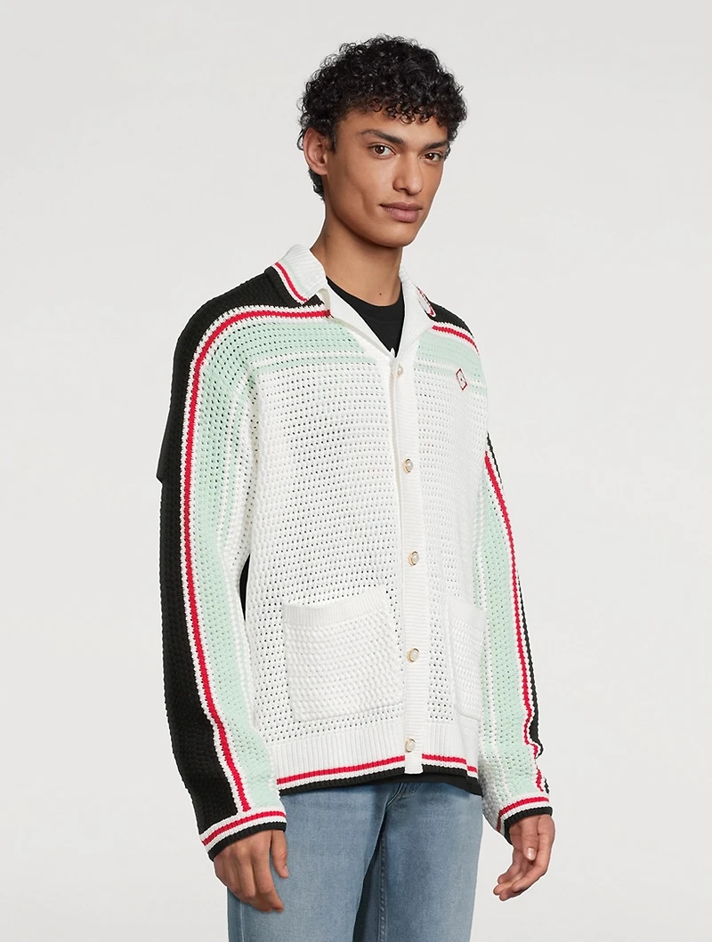 Cotton Tennis Crochet Shirt Jacket