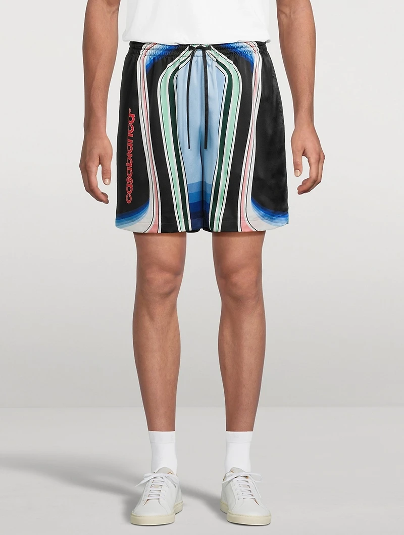 Graphic Mountain Silk Shorts