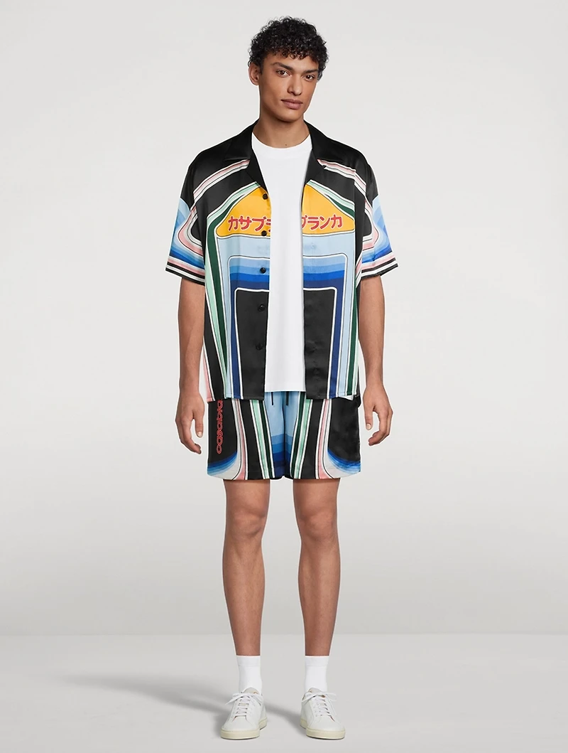 Graphic Mountain Silk Shorts