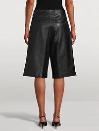 Side-Zip Leather Shorts
