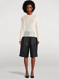 Side-Zip Leather Shorts