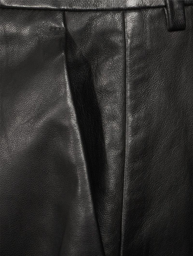 Side-Zip Leather Shorts