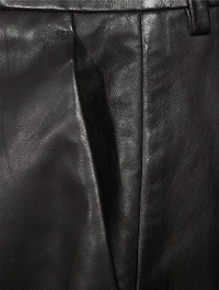 Side-Zip Leather Shorts