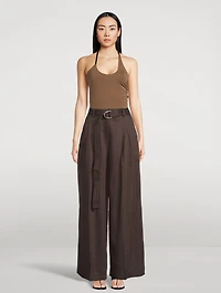 Pleated Wide-Leg Trousers