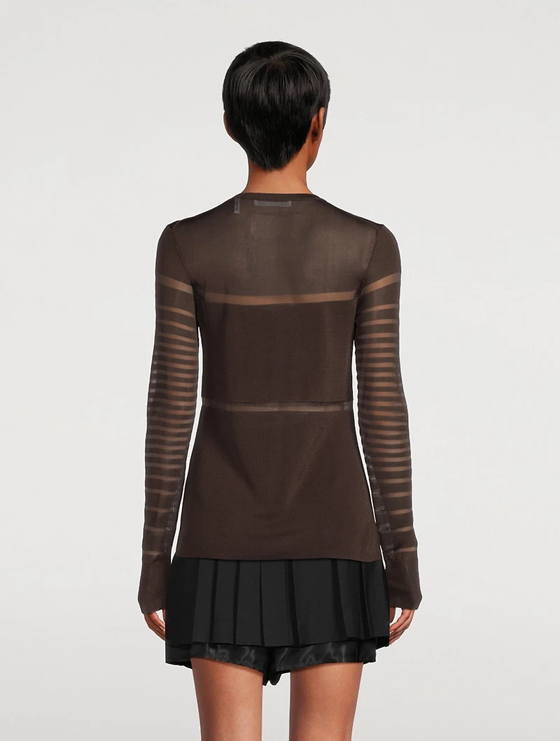 Sheer Long-Sleeve Top
