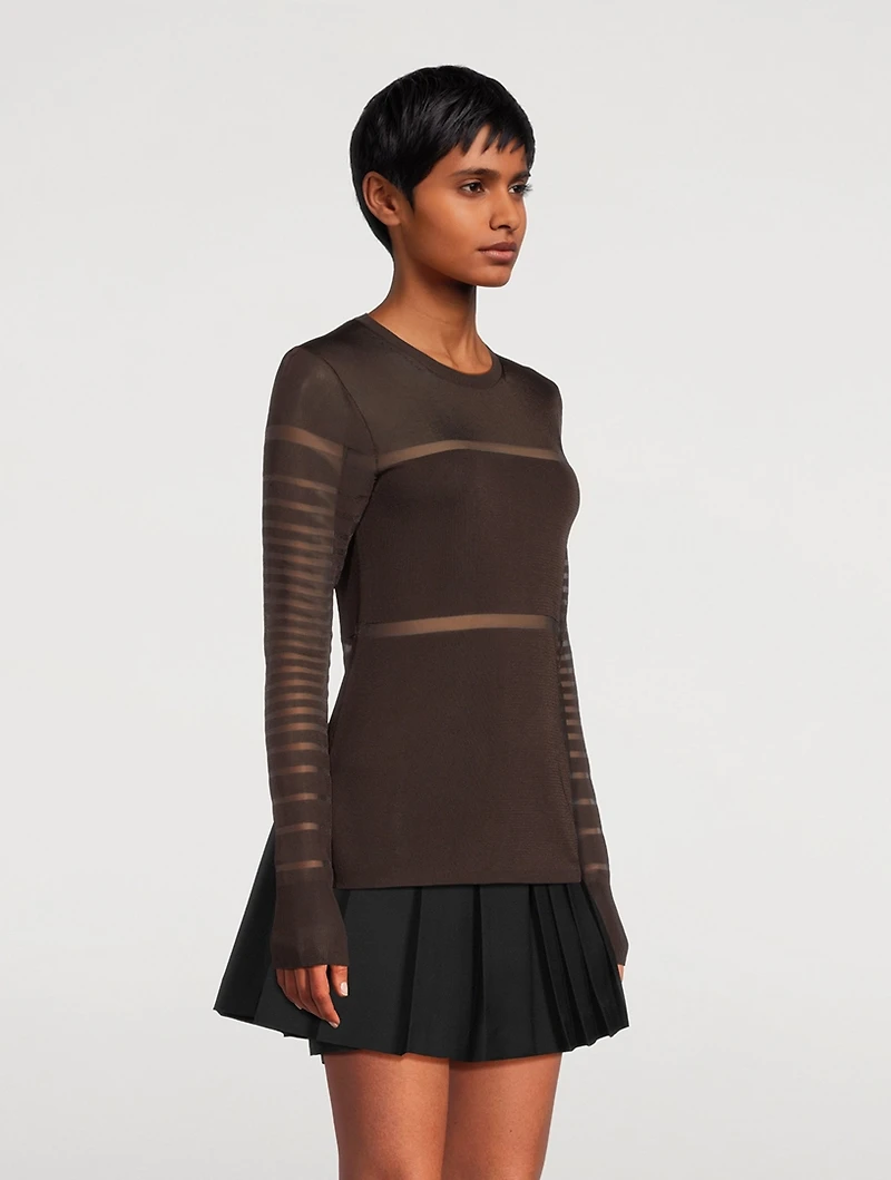 Sheer Long-Sleeve Top