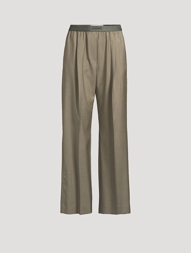 Logo-Elastic Wool Trousers