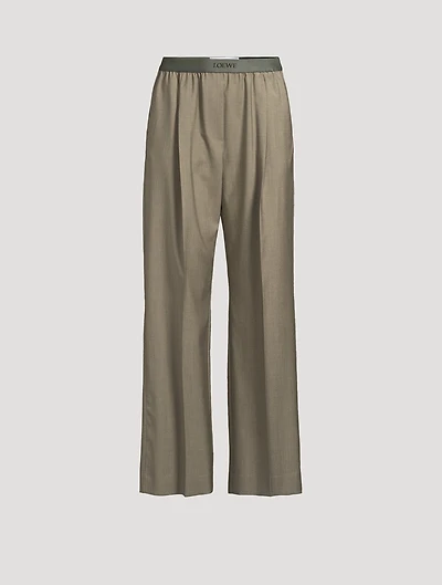 Logo-Elastic Wool Trousers