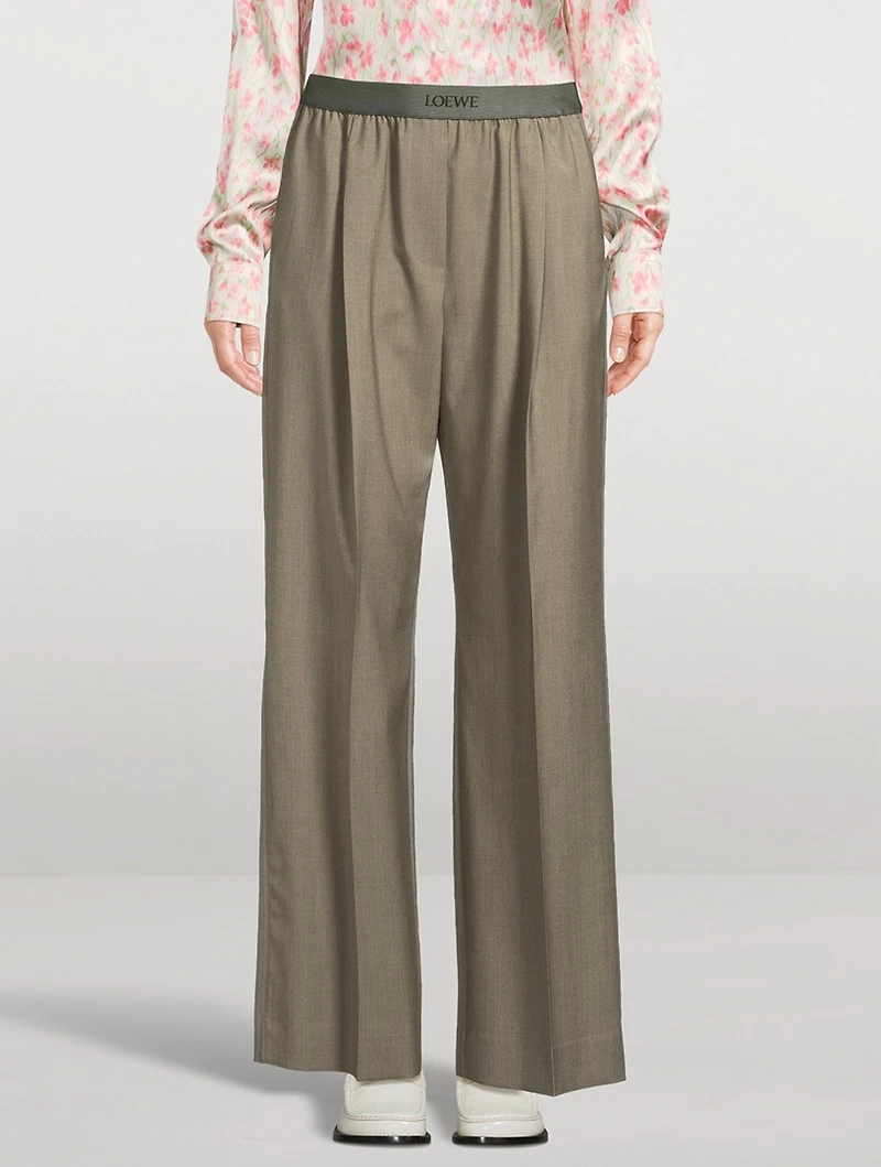 Logo-Elastic Wool Trousers