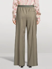 Logo-Elastic Wool Trousers