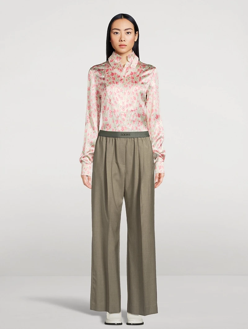 Logo-Elastic Wool Trousers
