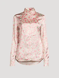 Satin Shirt Floral Print