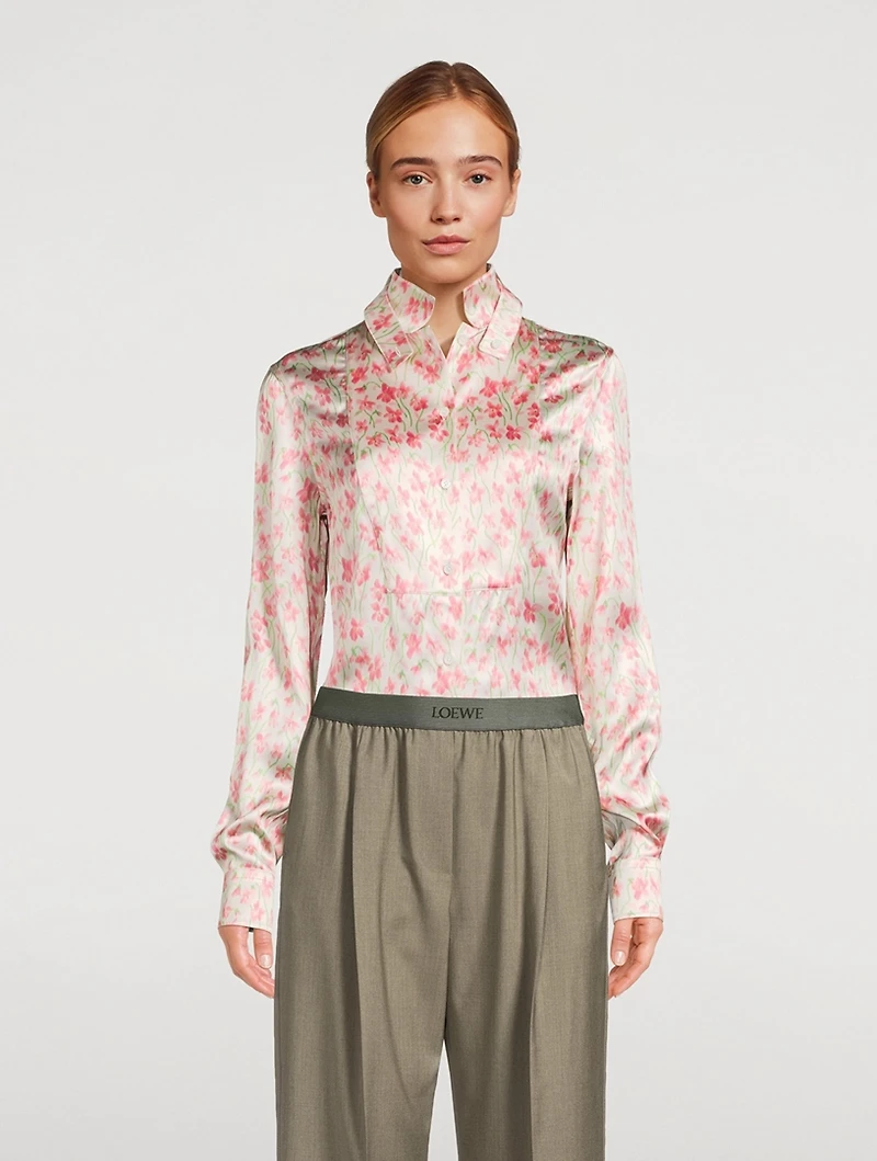 Satin Shirt Floral Print