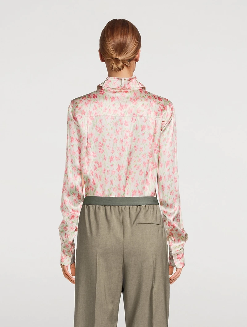 Satin Shirt Floral Print