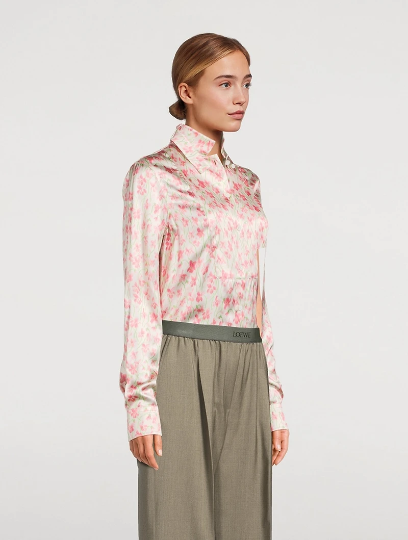 Satin Shirt Floral Print