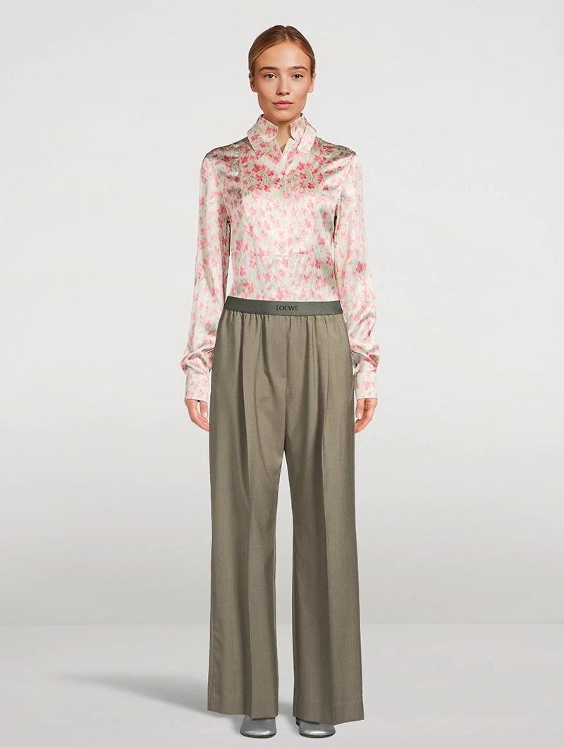 Satin Shirt Floral Print