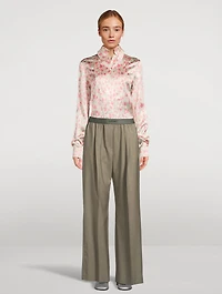 Satin Shirt Floral Print