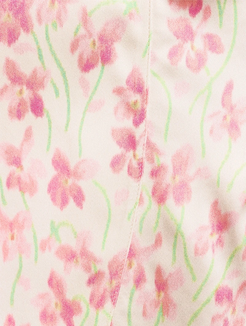 Satin Shirt Floral Print