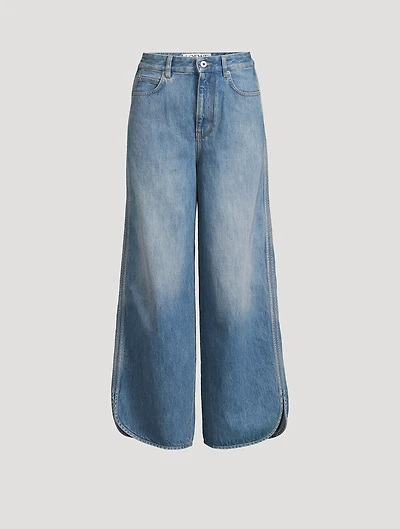 Piped Wide-Leg Jeans