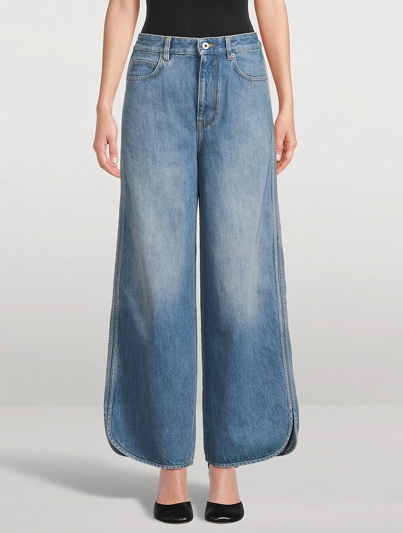 Piped Wide-Leg Jeans