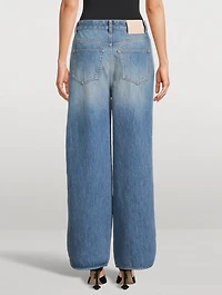 Piped Wide-Leg Jeans