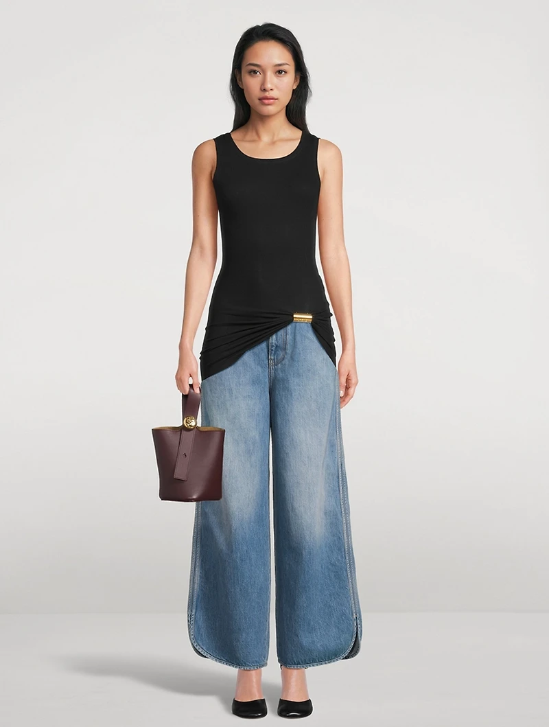 Piped Wide-Leg Jeans