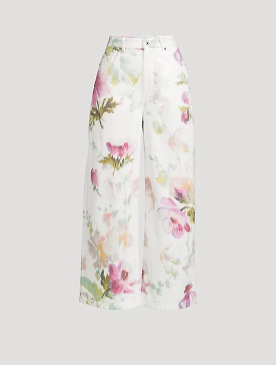 Wide-Leg Jeans Floral Print