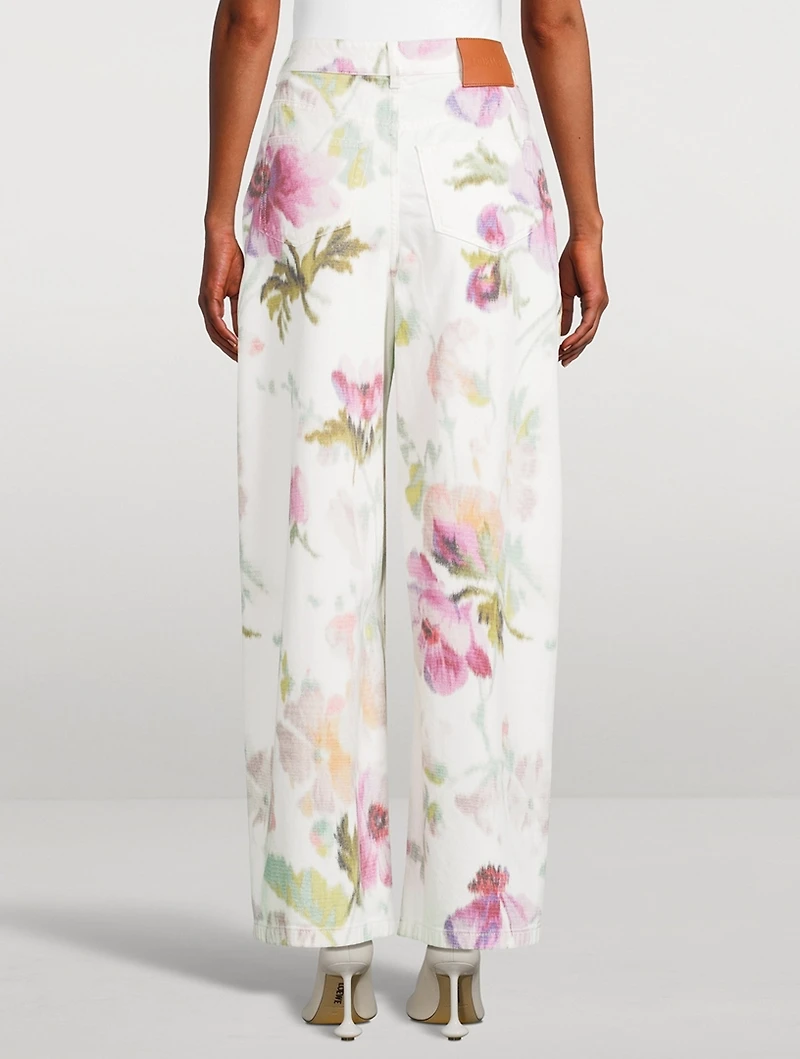 Wide-Leg Jeans Floral Print
