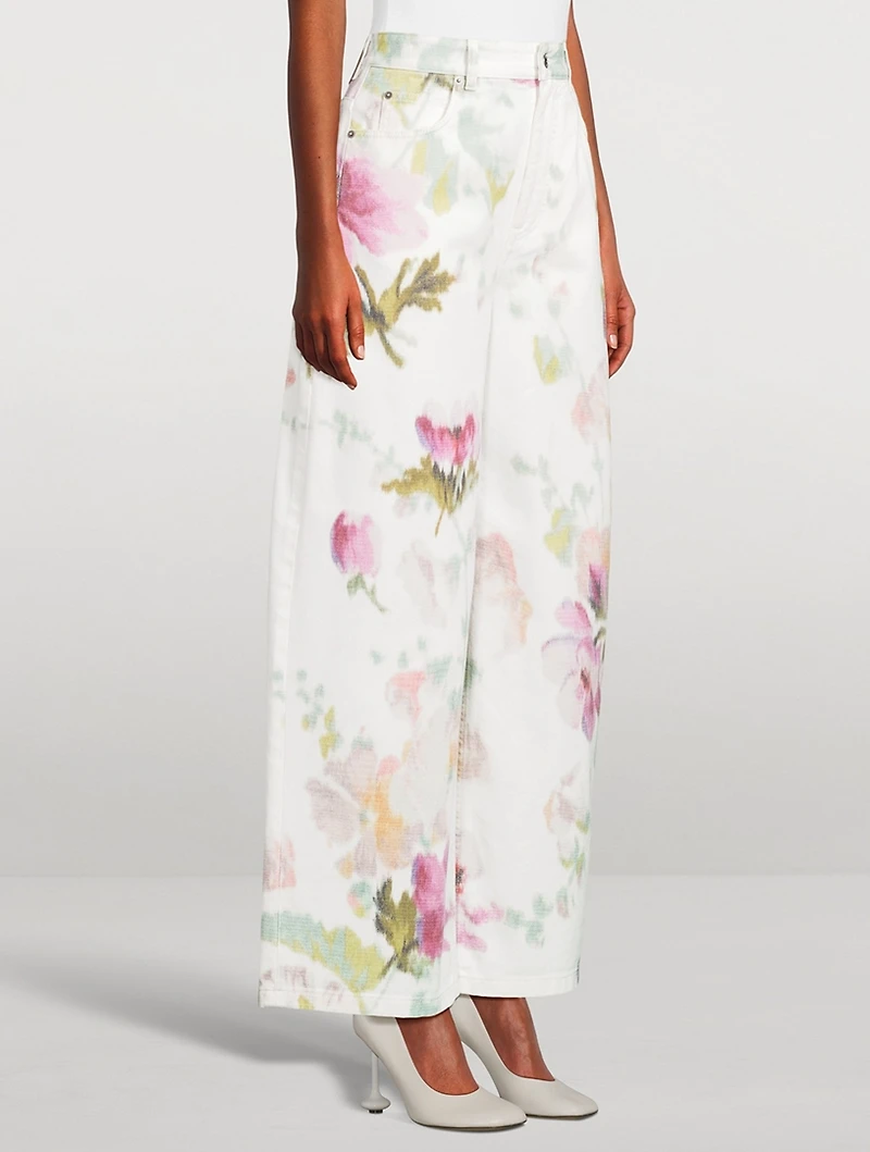 Wide-Leg Jeans Floral Print