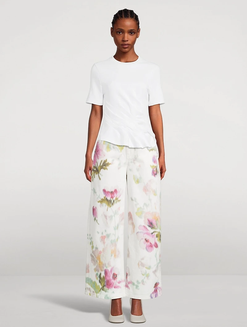 Wide-Leg Jeans Floral Print