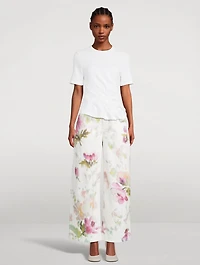 Wide-Leg Jeans Floral Print