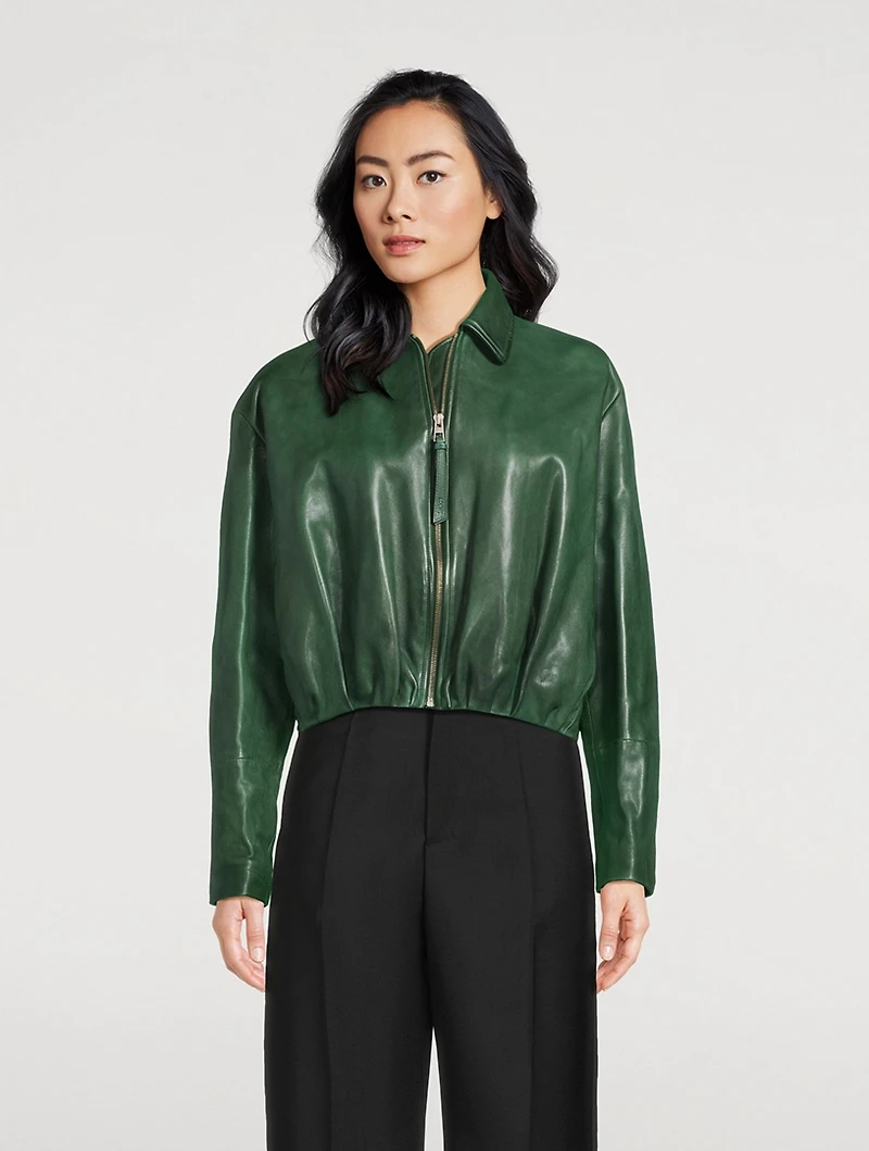 Draped Leather Jacket