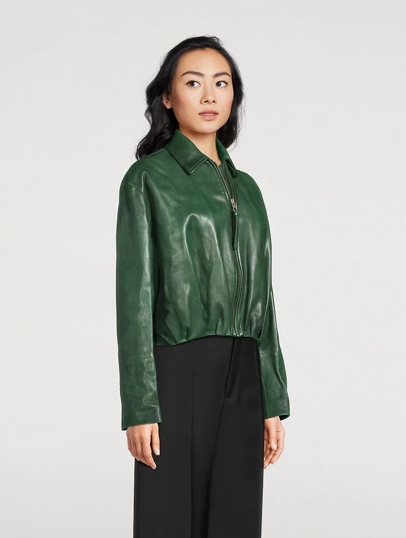 Draped Leather Jacket