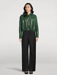 Draped Leather Jacket