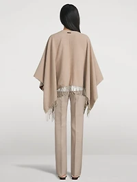 Cashmere Wool Poncho In Giada Print