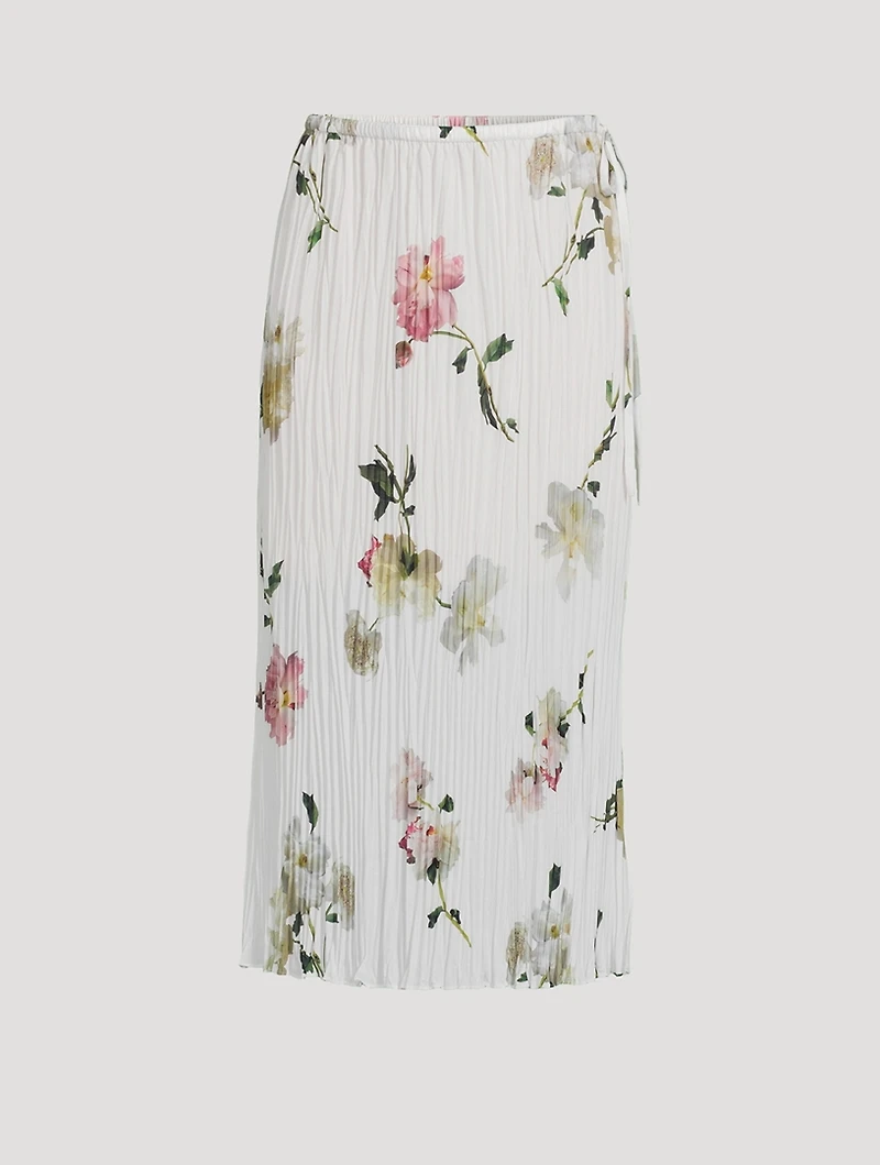 Pleated Midi Skirt Wilted Peony Print
