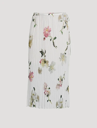Pleated Midi Skirt Wilted Peony Print